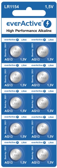Picture of G13 baterijas 1.5V everActive Alkaline LR1154/LR44 iepakojumā 10 gb.