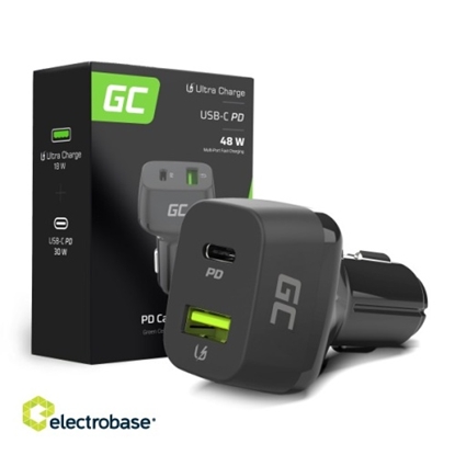 Attēls no Green Cell automašīnas lādētājs USB-C barošanas padeve + USB ātrā uzlāde 3.1