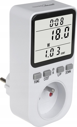 Изображение GreenBlue Miernik energii GreenBlue, watomierz,  typ E, 220-240V AC, 50Hz, max. obcienie 16A, IP20, wbudowana bateria, GB364 E