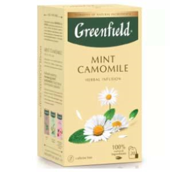 Изображение GREENFIELD Mint Camomile zāļu tēja 20x1,5g.