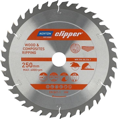 Picture of Griešanas disks kokam Norton Clipper ; 250x30 mm; Z36