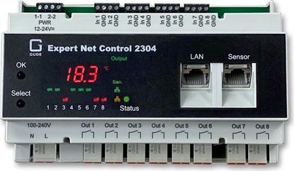 Picture of Gude 2304-1 Remote I/O 8xIn 8xOut 1xSensorport, Hutschiene (DIN Rail)