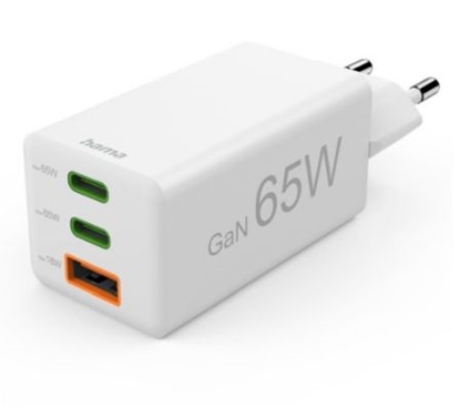 Attēls no Hama Mini Euro Plug USB Travel Charger, 2x USB-C, 1x USB-A, 65W White