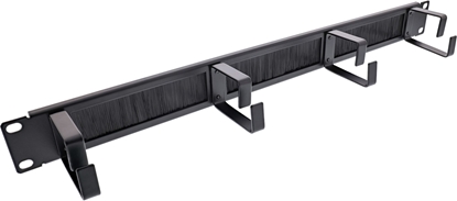 Изображение InLine InLine® 19" cable entry plate with brush, 1U, RAL 9005 black