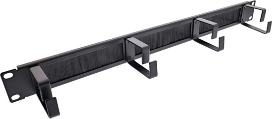 Изображение InLine InLine® 19" cable entry plate with brush, 1U, RAL 9005 black