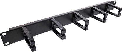 Изображение InLine InLine® 19" Cable management panel, 5 small brackets, RAL9005, black