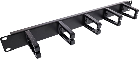 Изображение InLine InLine® 19" Cable management panel, 5 small brackets, RAL9005, black
