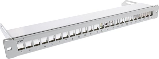 Изображение InLine InLine® Blank Patch Panel with pull-out 19" 24 Port 1U light grey RAL7035