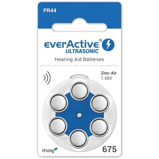 Picture of Izmērs 675 |  baterijas 1.45V everActive Zn-Air PR44 iepakojuma 6 gb.
