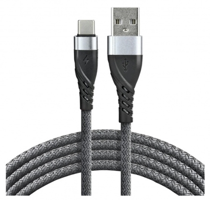 Attēls no Izturīgs neilona pinuma kabelis USB – USB-C | 200 cm | Ātrā uzlāde 3A | Dati līdz 480 Mb/s | everAct