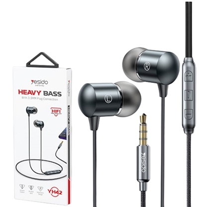 Attēls no yesido YH42 Earphone 3.5mm With Microfone Black