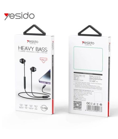 Picture of yesido YH48 Aluminum Alloy In-ear Earphone With Remote Control IP Interface Wired Headphone Black