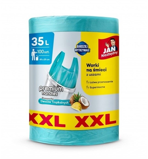 Picture of JAN Niezbdny JAN NIEZBDNY Worki na mieci HD z uszami 35 L - zapach owoców tropikalnych 100 sztuk (XXL)