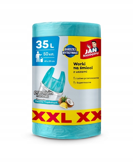 Picture of JAN Niezbdny JAN NIEZBDNY Worki na mieci HD z uszami 35 L - zapach owoców tropikalnych 50 sztuk (XXL)