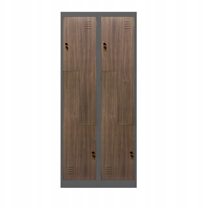 Изображение Jan Nowak Szafa metalowa ubraniowa JULIA 800 x 1850 x 450 mm Eco Design* antracytowa/ orzech