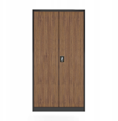 Изображение Jan Nowak Szafa na dokumenty biurowa metalowa antracytowa/ orzech Eco* Design JAN H, 900 x 1950 x 400 mm
