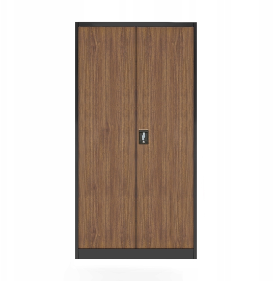 Изображение Jan Nowak Szafa na dokumenty biurowa metalowa antracytowa/ orzech Eco* Design JAN H, 900 x 1950 x 400 mm