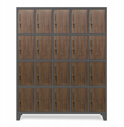 Изображение Jan Nowak Szafa skrytkowa socjalna BHP antracytowa/ orzech Eco* Design ROBERT, 1360 x 1720 x 450 mm