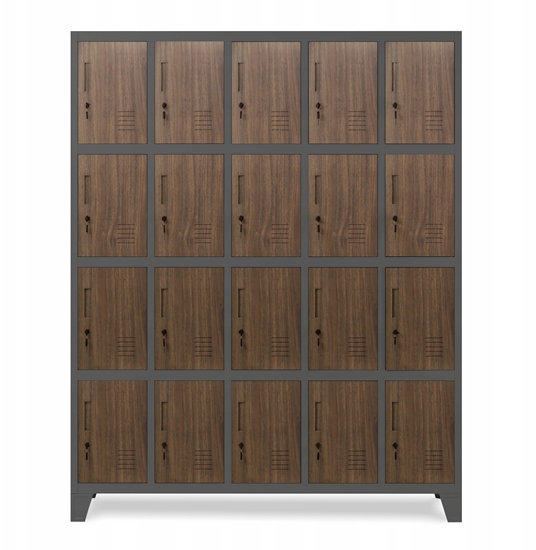 Изображение Jan Nowak Szafa skrytkowa socjalna BHP antracytowa/ orzech Eco* Design ROBERT, 1360 x 1720 x 450 mm