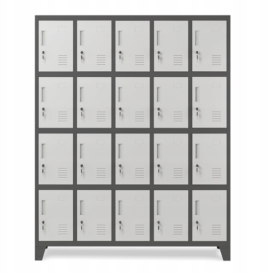 Picture of Jan Nowak Szafa skrytkowa socjalna BHP antracytowo-biaa: ROBERT, 1360 x 1720 x 450 mm