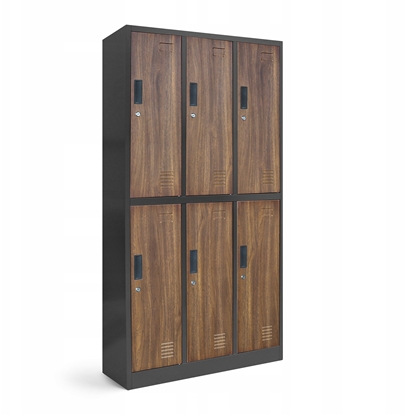 Изображение Jan Nowak Szafa socjalna 6-drzwiowa IGOR 900 x 1850 x 450 mm Eco Design* antracytowa/ orzech