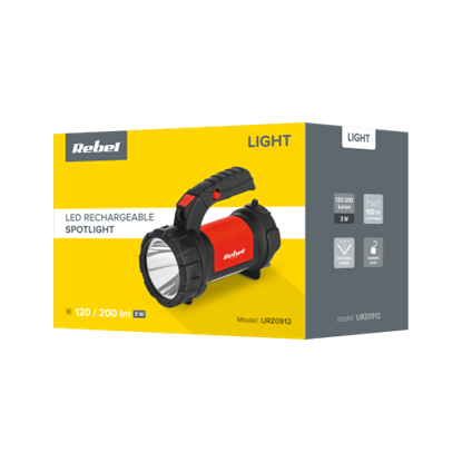 Изображение Jaudīgs uzlādējams LED lukturis-prožektors 3W 120lm 100m + COB 200lm 200m + āķis