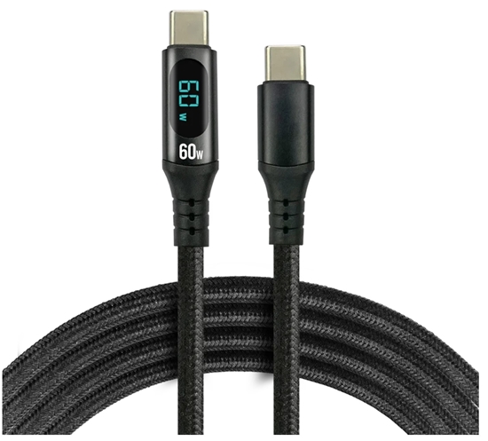 Picture of Kabelis ar LCD displeju | USB-C | 200 cm | Ātrā uzlāde 3A / 20V (60 W) | Power Delivery 2.0 | everAc