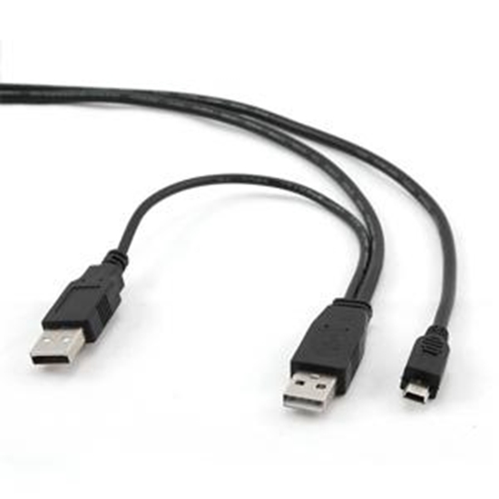 Изображение Kabelis Dual USB 2.0 AM/Mini 5PM 1.8m.Cablexpert