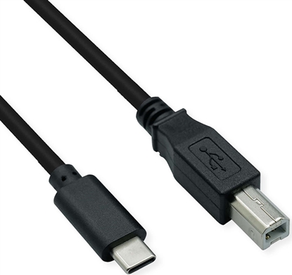 Изображение Kabelis USB2.0 TypeC-TypeB, M/M, melns, 1.8m, Roline