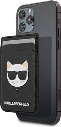Изображение Karl Lagerfeld Kiesze na karty KLWMSCHSFBK Wallet Card Slot Saffiano Choupette Head MagSafe czarny/black
