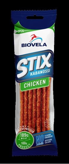 Picture of Karsti kūpinātas vistas nūjiņas KABANOSSI, 100g BIOVELA