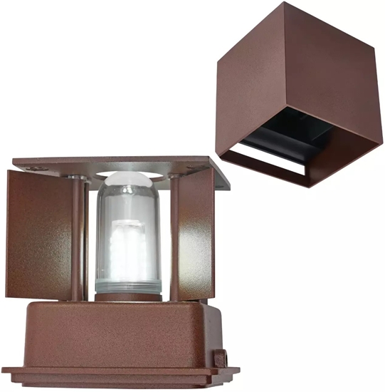 Изображение Kinkiet Ledline cienny zewntrzny lampion CUBE G9 IP65 regulowanego kta wiecenia kolor corten 221079 (5905378221079)