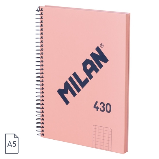 Picture of Klade A5, 80 lapas, rūtiņu ar spirāli, 95 gr. 430 Pink, MILAN