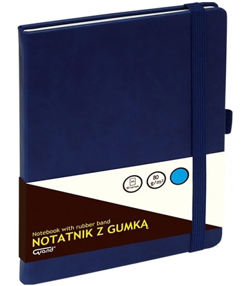 Picture of Klade A5/80 lapas, ar gumiju, rūtiņu, tumši zila, GRAND