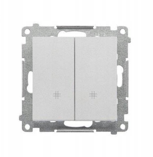 Изображение Kontakt-Simon Podwójny cznik krzyowy (modu) 10 AX, 250 V~, szybkozcze matowe aluminium TW7/2.01/143