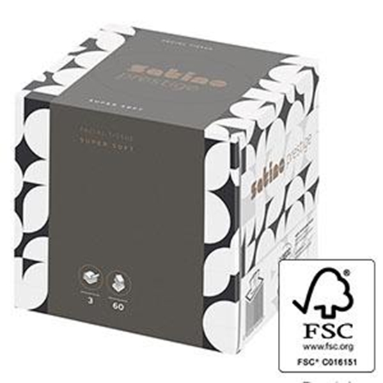 Picture of Kosmētiskās salvetes Cube prestige 3 slāni, 60 salvetes baltā krāsā