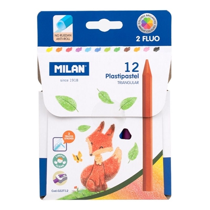 Picture of Krītiņi vaska 12 krāsas trīsstūraini 12 cm,  Plastipaste MILAN