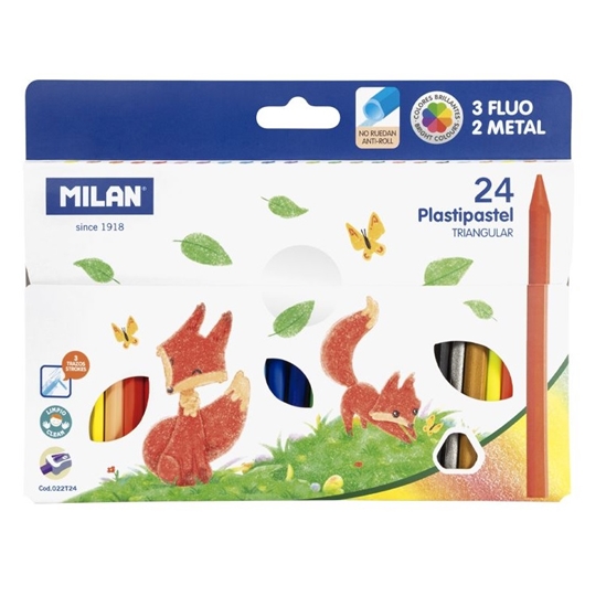 Изображение Krītiņi vaska 24 krāsas trīsstūraini 12cm