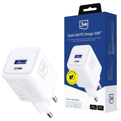 Attēls no Ładowarka sieciowa Hyper Charger PD 33W GaN QC4+ PPS AFC FCP SCP USB-A USB-C biała 