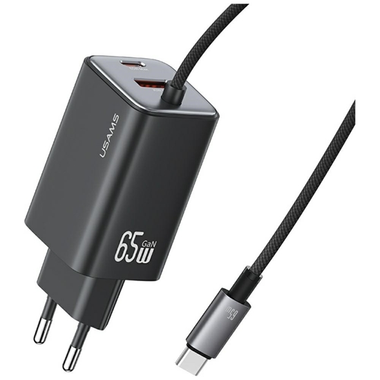 Изображение Ładowarka sieciowa JC Series CC266 65W GaN Fast Charger wbudowanykabel USB-C czarny 