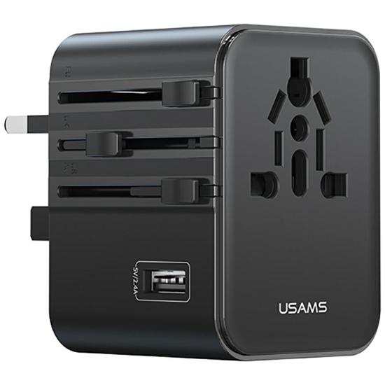 Изображение Ładowarka travel adapter 17W CC308 USB-C + USB-A 4w1 US/AU/EU/UK czarna 