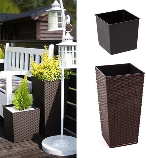 Picture of Lamela Doniczka Finezja z wkadem Rattan Mokka 30x30x57
