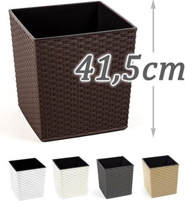 Attēls no Lamela Doniczka Juka z wkadem Rattan Mokka 400x400 H:41,5cm