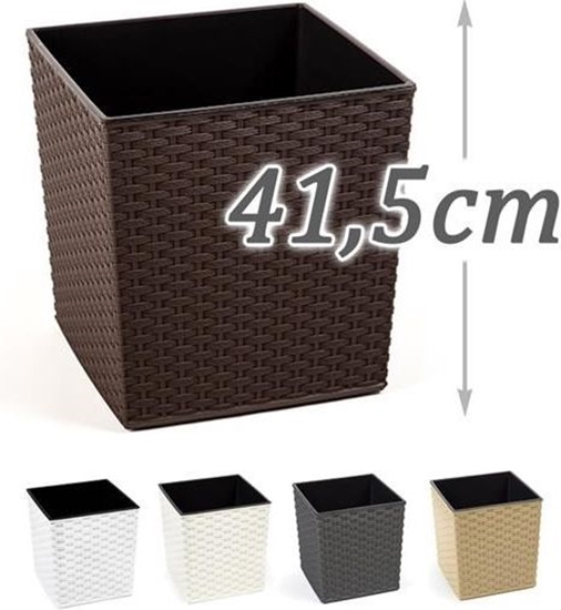 Picture of Lamela Doniczka Juka z wkadem Rattan Mokka 400x400 H:41,5cm