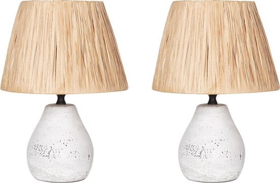 Picture of Lampka biurkowa Beliani Zestaw 2 lampek nocnych ceramicznych biay ARWADITO