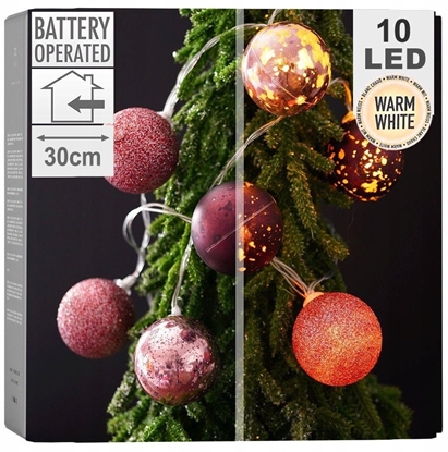 Изображение Lampki choinkowe Decorative Lighting Lampki Bombki wiecce 10 led Fioletowe 4 cm ORION na Baterie