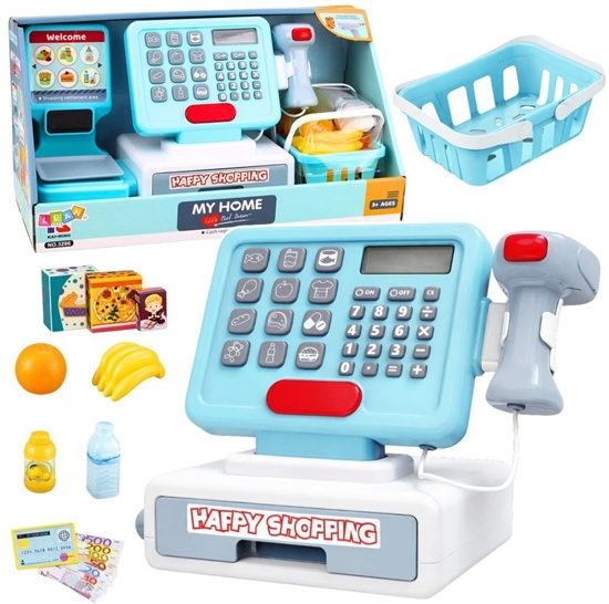 Picture of LeanToys Kasa Sklepowa Interaktywna Skaner Koszyk Produkty Spoywcze wiata Dwiki