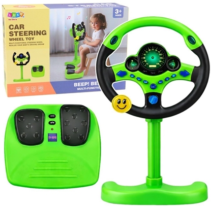 Picture of LeanToys Kierownica Interaktywna Na Stojaku Z Pedaami wiata Dwiki Zielona EDUKAMP