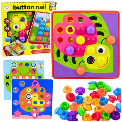 Изображение LeanToys Ukadanka Guzikowa Mozaika Kreatywne Puzzle Geometryczne Grzybki 46 el.