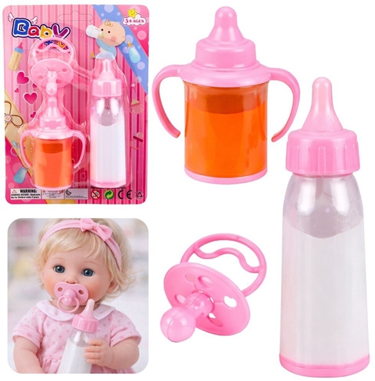 Picture of LeanToys Zestaw Magiczne Butelki Dla Lalek Niemowlaka Soczek Mleko Smoczek 3 szt.